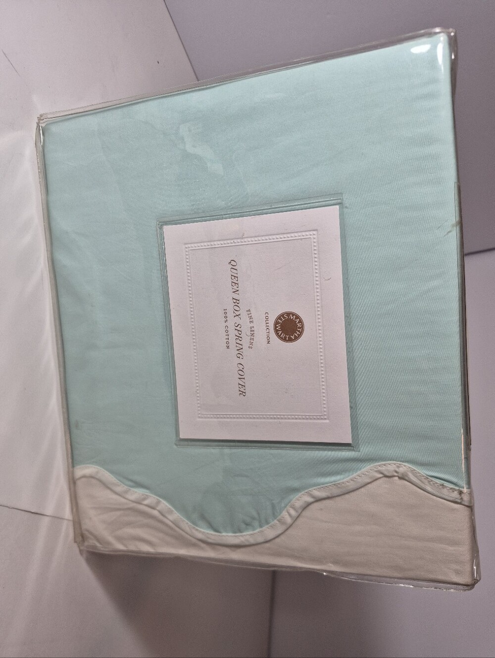 Martha Stewart Fine Lines Queen Box Spring Cover Fancy Scallop 100% Cotton